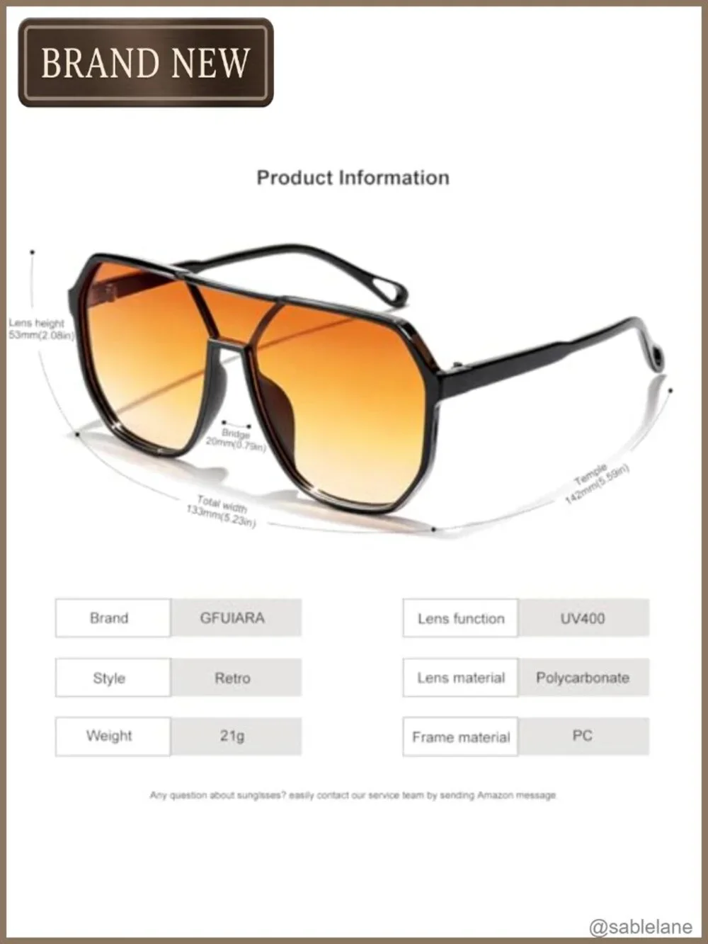 Oversized Aviator Sunglasses Women Men Retro Square Frame UV400 Protection